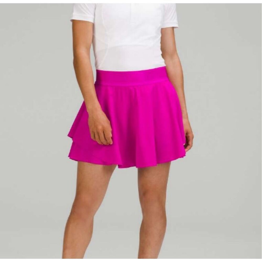 Lululemon Court Rival Perforated HR Skirt Long Size 4 Purple Highlight